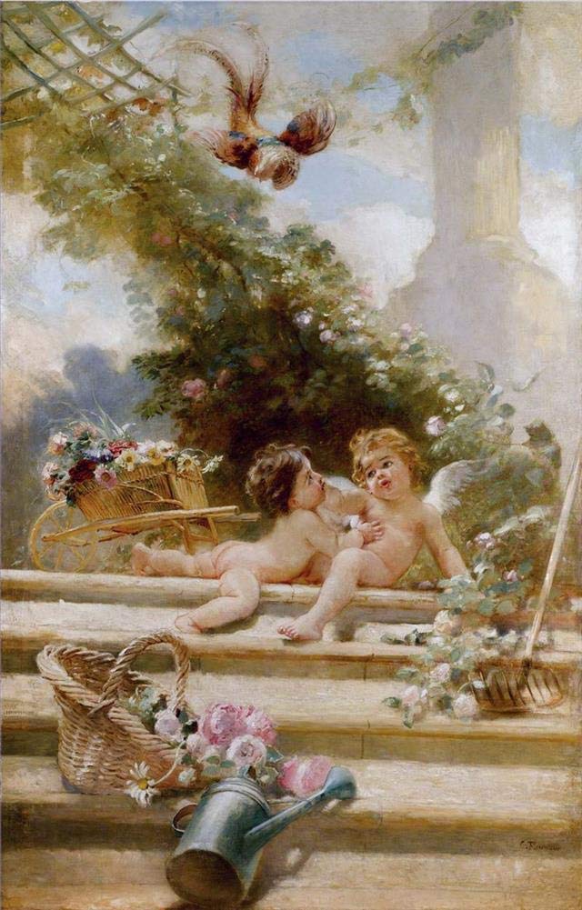 Amazon.co.jp: アート絵画花の天使ハンス ザツカ ファンタジー風景の